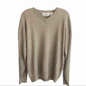 Barry Bricken silk beigh V neck pullover sweater L